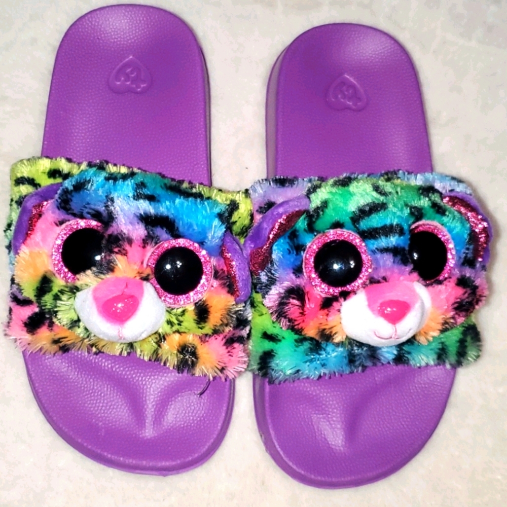 Like New! TY Rainbow Leopard Slides, Size 11-13 - Picture 1 of 6